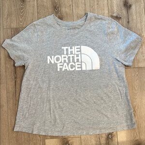 The North Face ~ Women’s 1X grey tee, slight crop, like new,half dome design